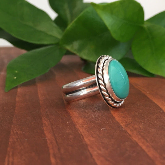 Royston Turquoise Ring Big bold Statement blue high grade size 6.5 men women western horse lover cowgirl boho hippie couturel