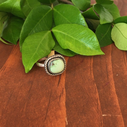 Mint Green Damele Turquoise hammered ring sterling silver gift boho Western sheer tree Teardrop beaded size 9.25 gift