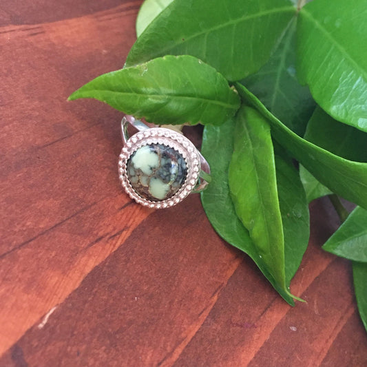 Damele Turquoise Split shank ring sterling silver gift boho Western sheer tree Teardrop beaded size 8.5